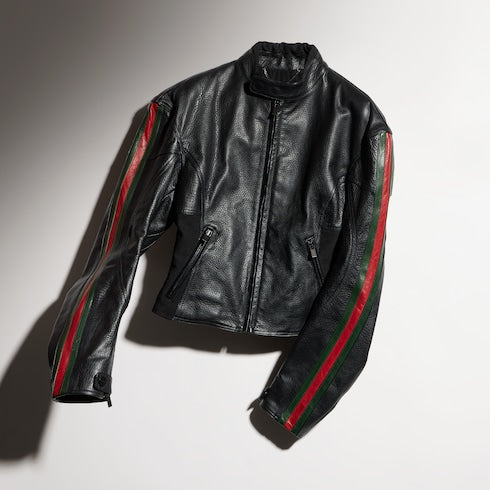 Leather biker jacket with Web