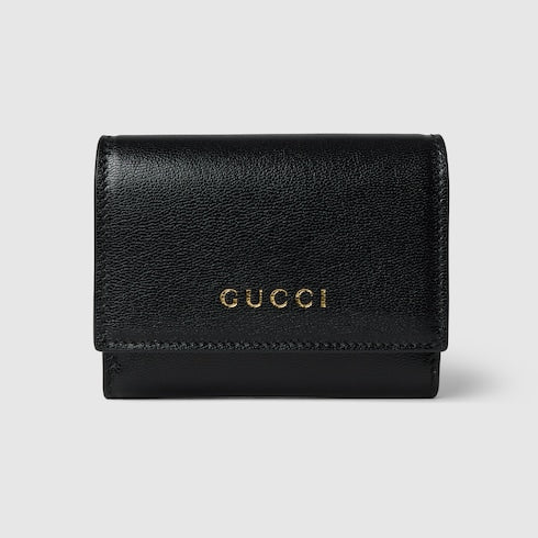 Bi-fold card case with Gucci lettering