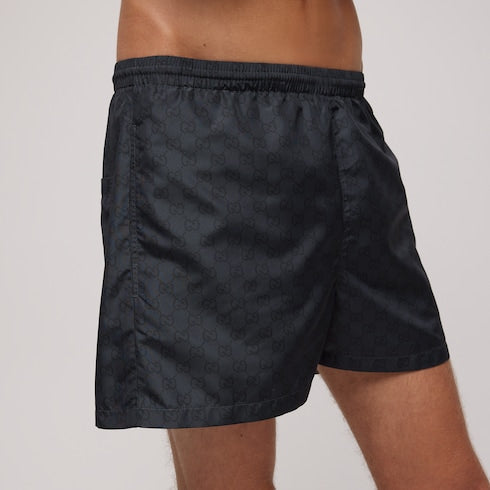 Printed polyester poplin swim shorts