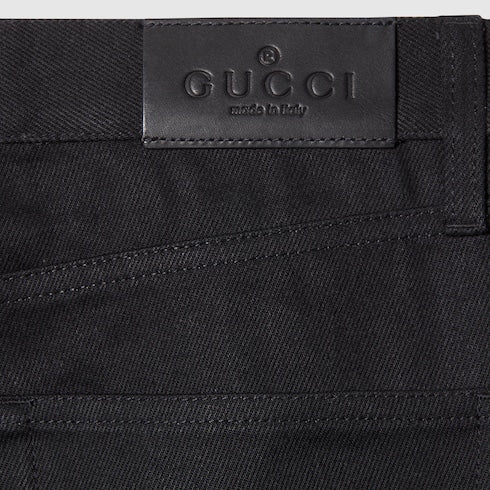 Cotton denim pants with Horsebit detail
