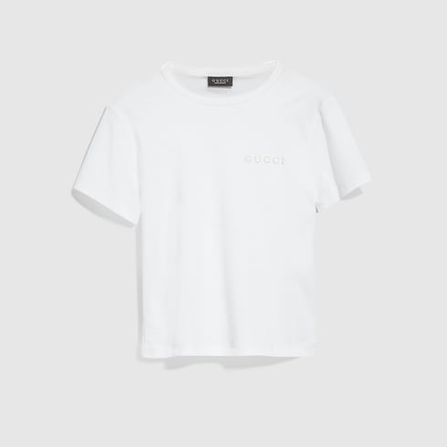 Cotton jersey T-shirt with embroidery