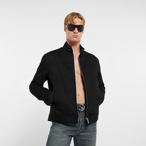 Cotton denim jacket with Horsebit
