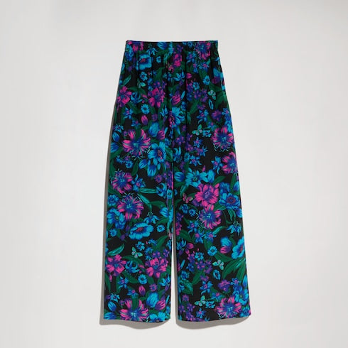 Printed silk leisure pants