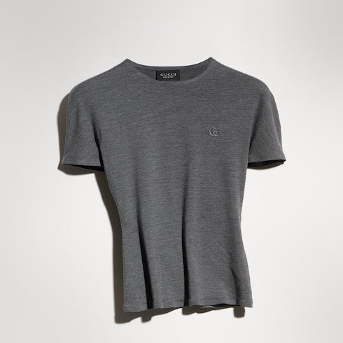 Silk jersey T-shirt with embroidery