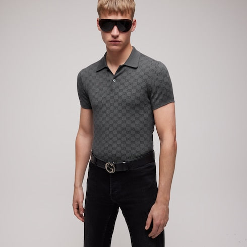 GG wool silk jacquard polo shirt