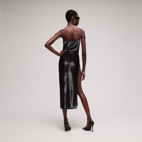 Jersey dress with iridescent effect