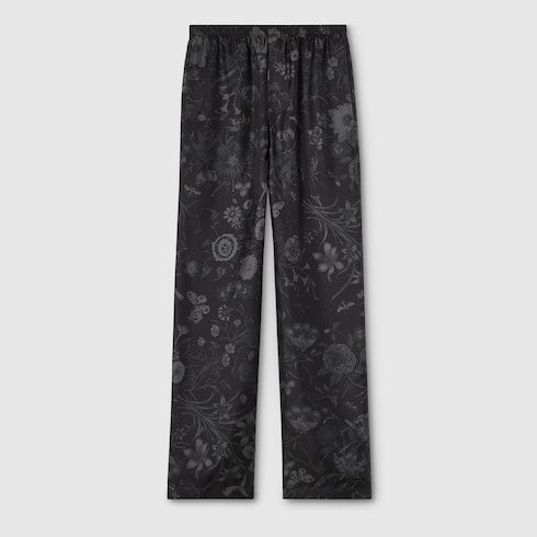 Printed silk twill pants