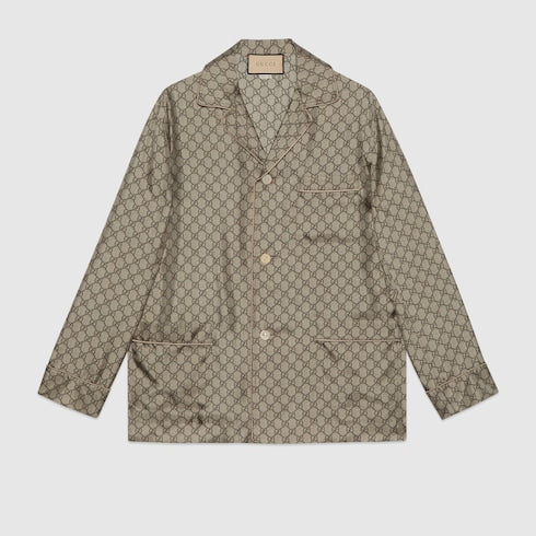 GG printed silk shirt