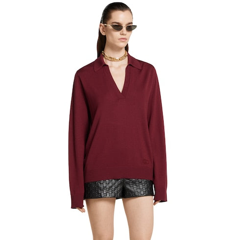 Extra fine wool polo top