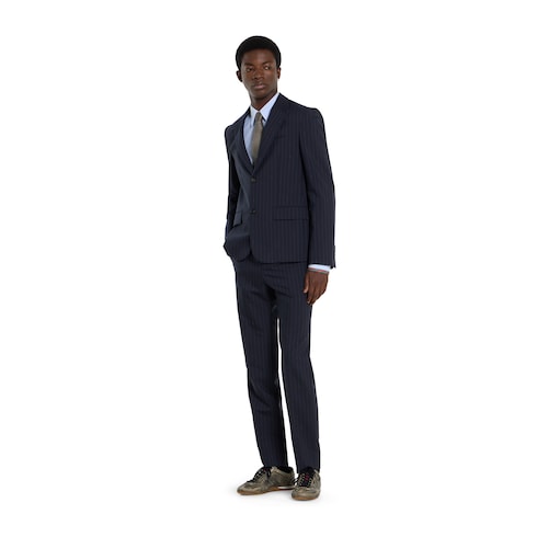 Single-breast pinstripe wool jacket