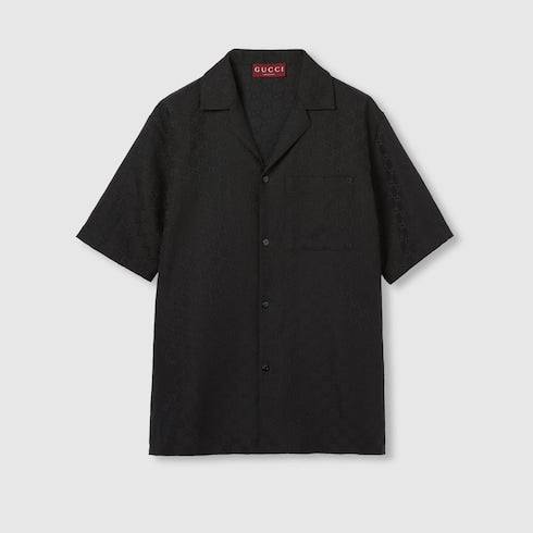 GG canvas linen blend bowling shirt