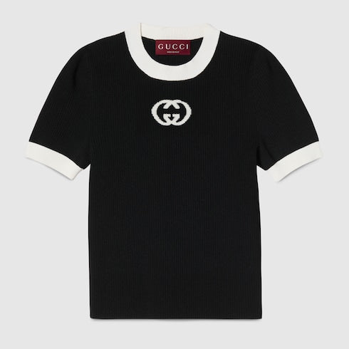 Ribbed T-shirt with intarsia