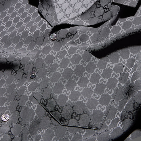 GG silk jacquard bowling shirt