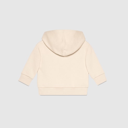 White Cotton Baby Sweatshirt With Gucci Logo & Hood