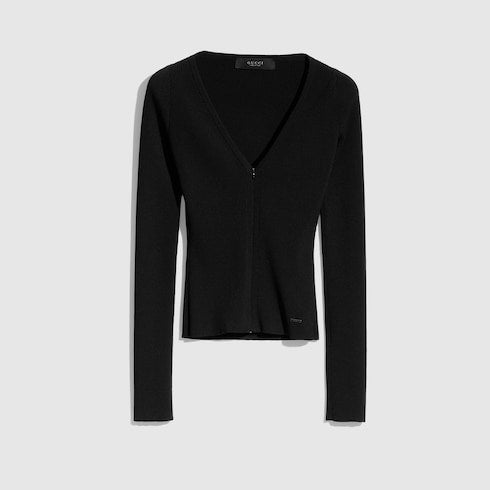 Rib viscose top zip cardigan