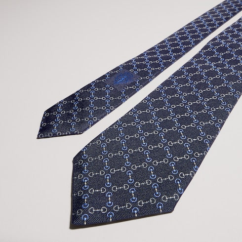 Horsebit silk jacquard tie