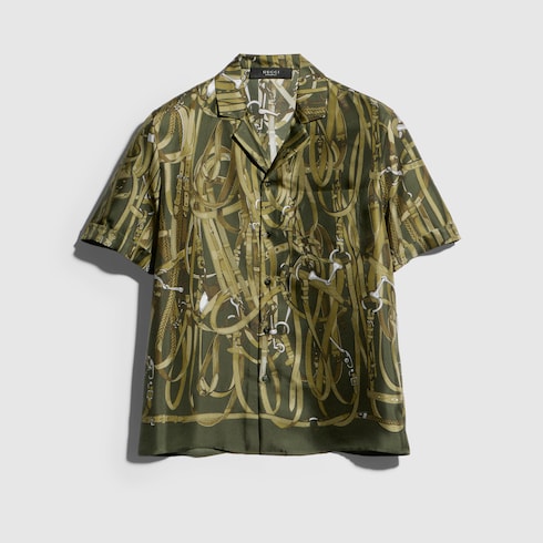 Printed silk bowling shirt