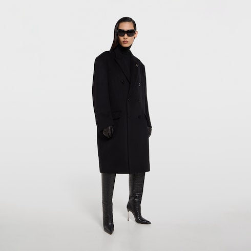 Double-breasted wool cashmere coat