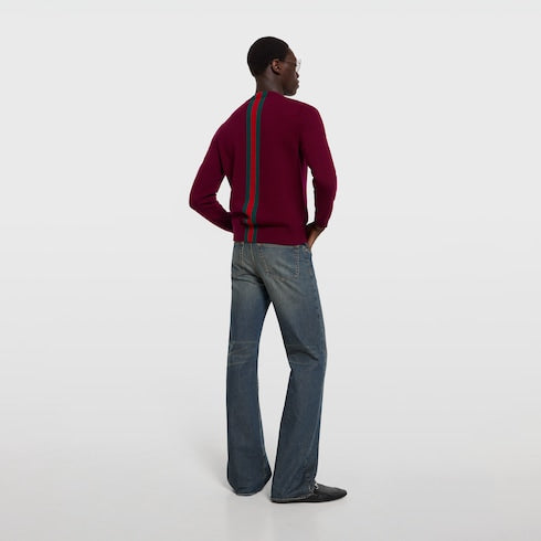 Knit wool sweater with Web intarsia