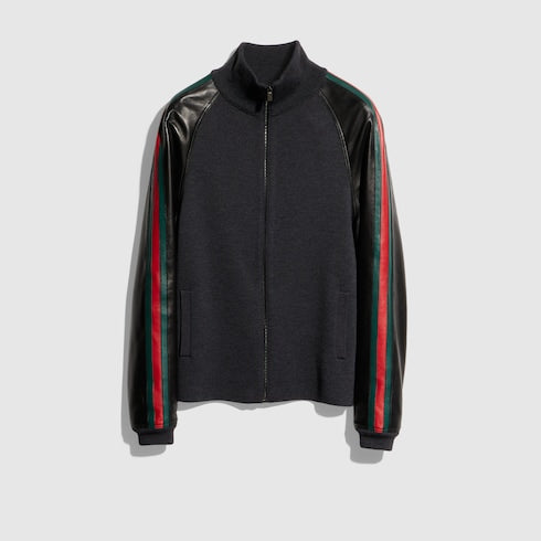 Fine rib wool zip jacket with Web