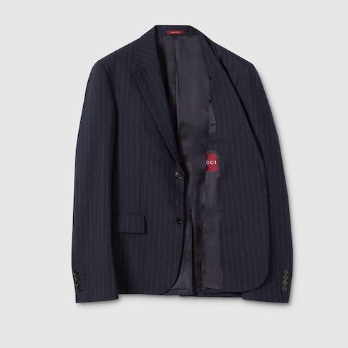 Single-breast pinstripe wool jacket