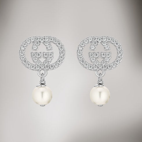 Crystal and pearl earrings