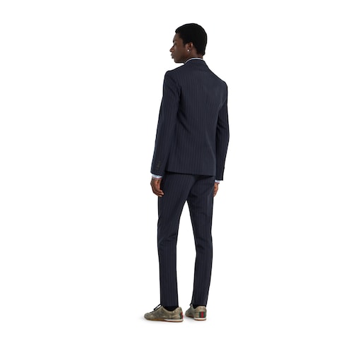 Single-breast pinstripe wool jacket