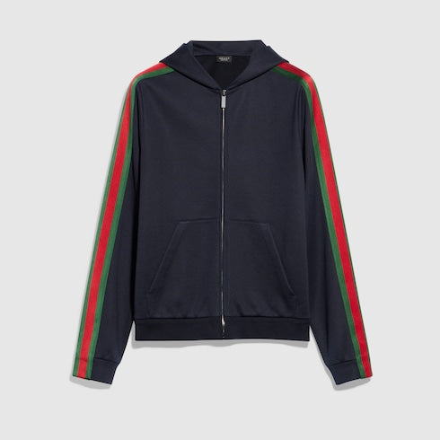 Silk cotton jersey zip jacket with Web