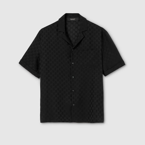 GG silk jacquard bowling shirt
