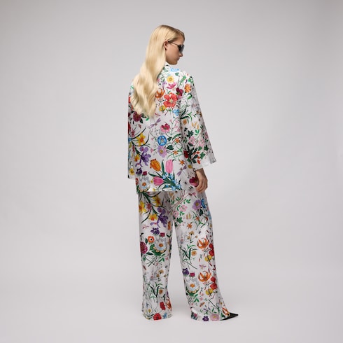 Printed silk twill pants
