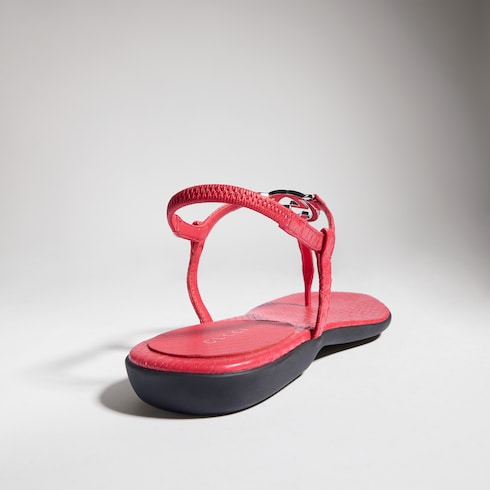 Women's python thong sandal with Interlocking G