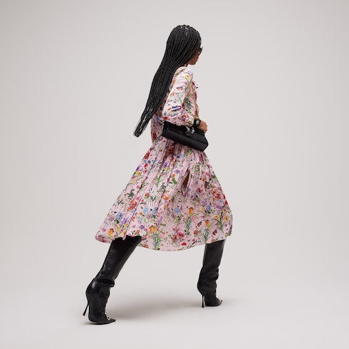 Printed silk chemisier dress