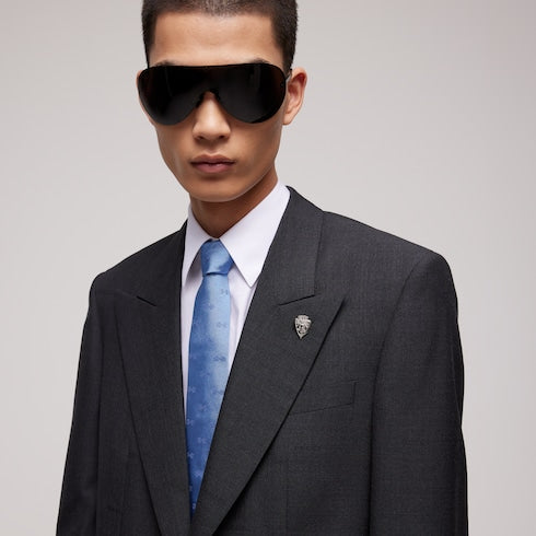 Horsebit silk jacquard tie