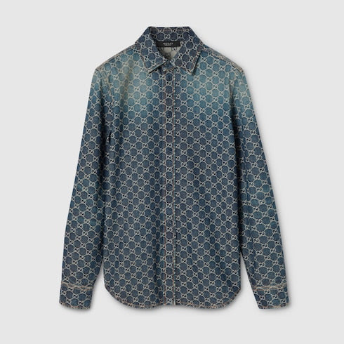 GG cotton denim jacquard shirt