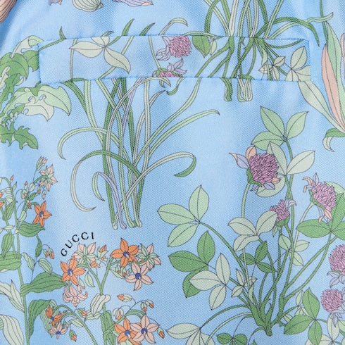 Printed silk twill shorts
