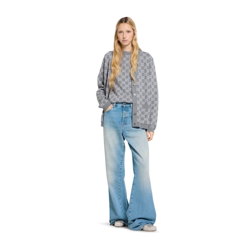 Reversible GG fine wool jacquard top