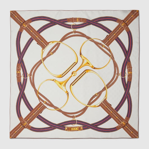 Printed silk jacquard carré