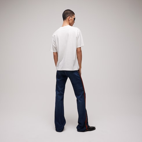 Cotton silk jersey T-shirt with embroidery