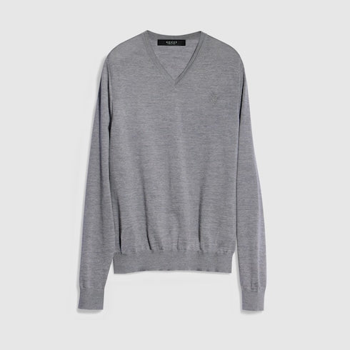 Fine wool sweater with embroidery