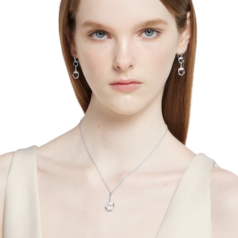 Gucci Horsebit diamond 18k pendant necklace