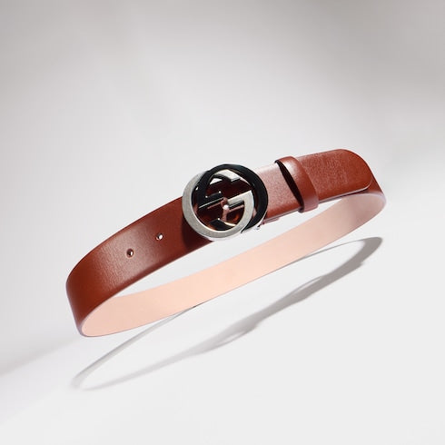 Wide belt with Interlocking G buckle