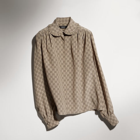 Printed silk crêpe de chine shirt