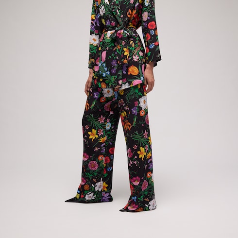 Printed silk leisure pants