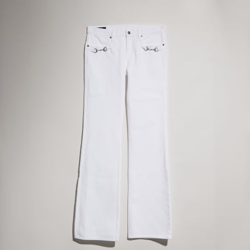 Cotton denim pants with Horsebit