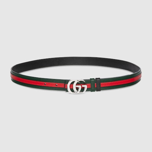 Reversible thin belt with Double G buckle