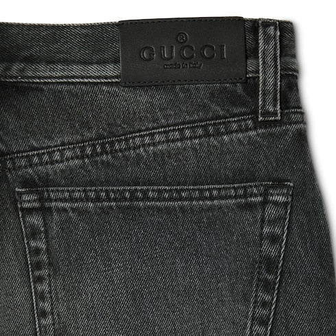 Cotton denim pants with Horsebit