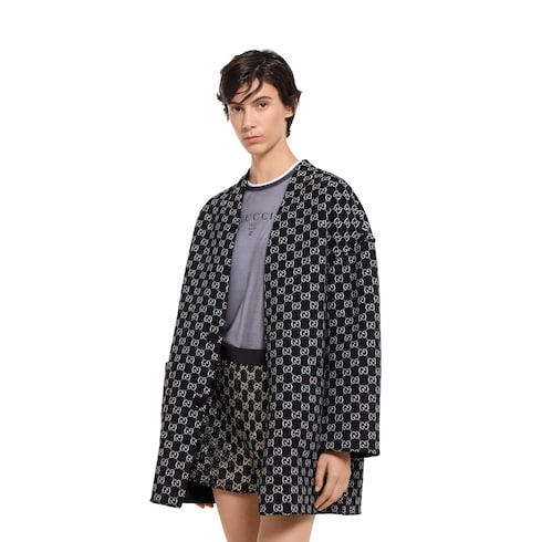 Reversible silk wool coat