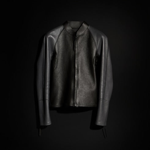 Grainy leather zip jacket