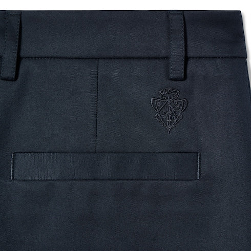 Cotton twill pants with embroidery