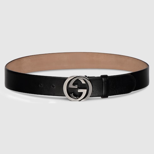 Wide belt with Interlocking G buckle